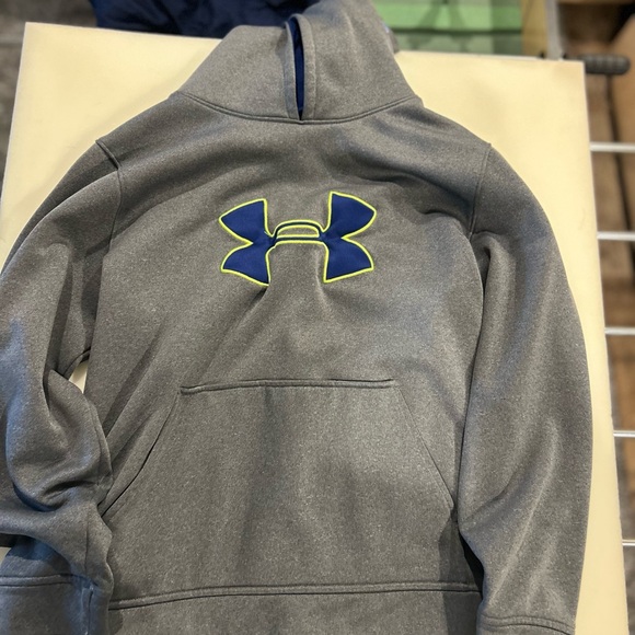 Under Armour Kids Gray Hoodie with Blue and Yellow Accents - Picture 1 of 4
